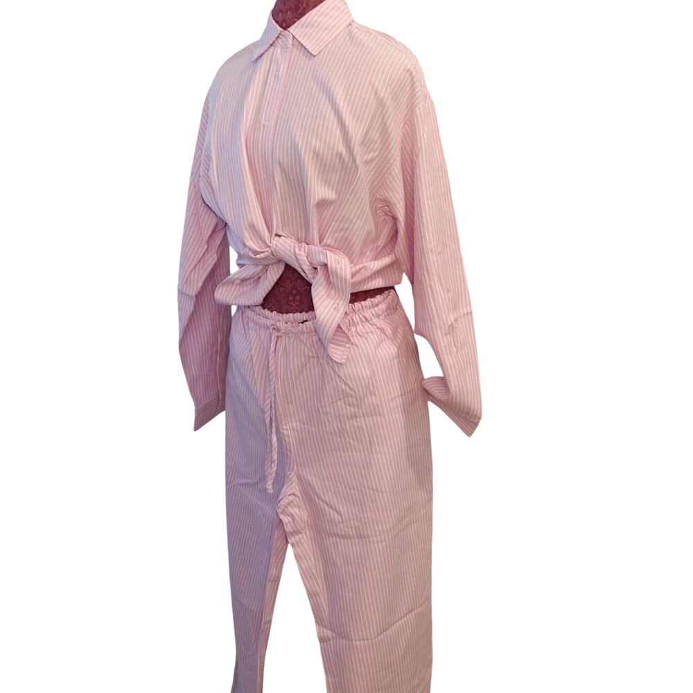 Loungewear Set/Streetwear Society Pink Stripe Tops & Bottoms